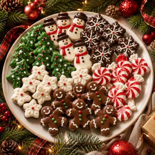 Orapink Christmas Silicone Mold 20-Cavity Pink, 5 Festive Designs – Trees, Snowmen, Candies, Gingerbread Men