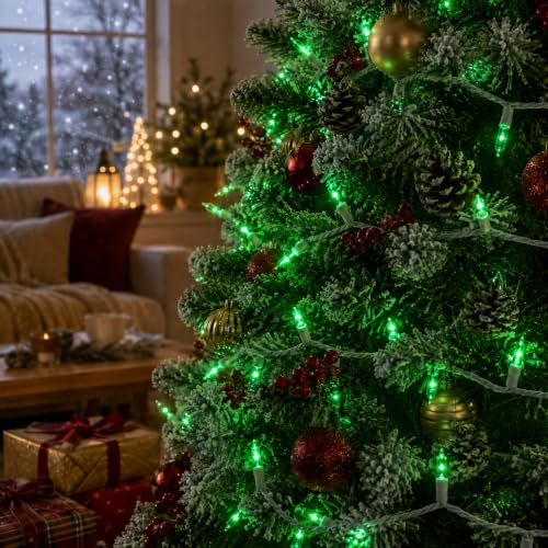 Xeekeehii Green Christmas String Lights 3 Pack, 21ft Connectable Incandescent Bulbs