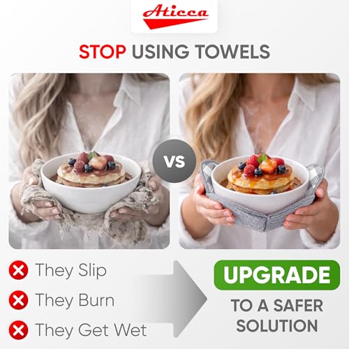 Microwave Bowl Cozy Holders, Heat-Proof Fabric Potholders - 4-Pack