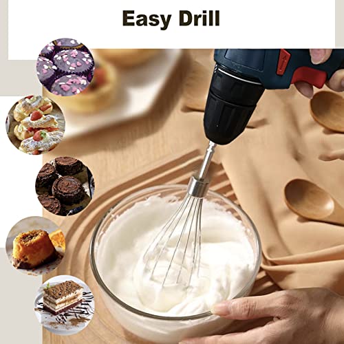 3-Piece Stainless Steel Hand Mixer Attachment Set for Cordless Drills