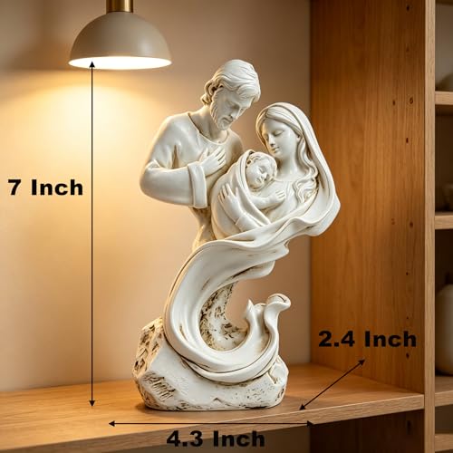 Holy Family Statue Nativity Scene Resin Figurine for Desk & Tabletop Decor