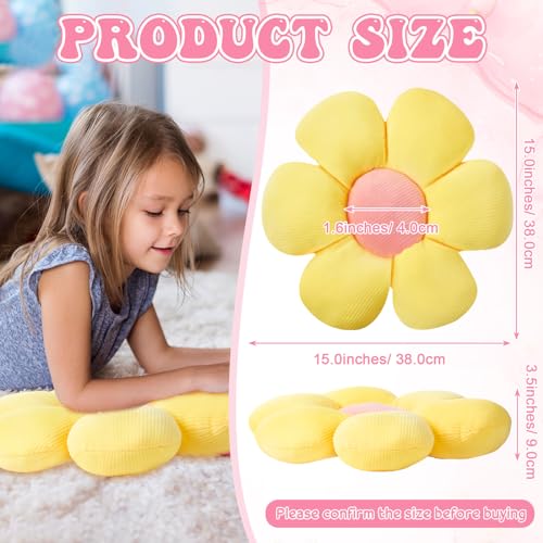 4-Piece Flower Floor Pillow Set, Soft Plush Daisy Cushions for Reading Nook