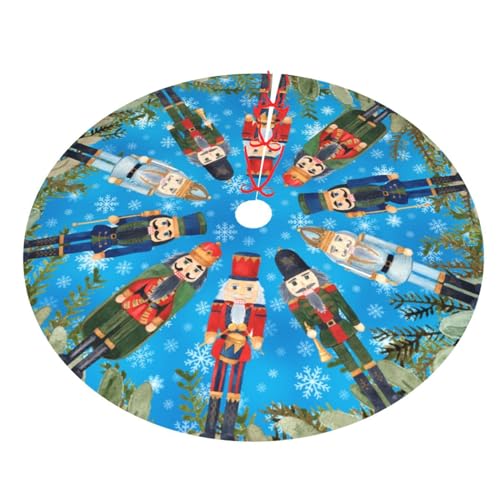 DORKEIXIA 36 Inch Red Green Nutty Nutcracker Army Christmas Tree Skirt - Black Variant