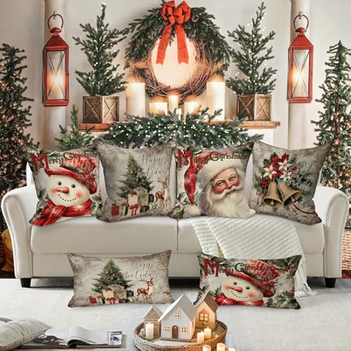 Lanpn Green 22x22 Christmas Throw Pillow Covers Set of 4 Holiday Decor