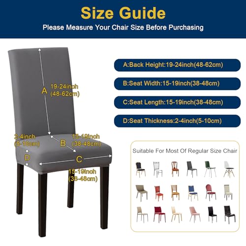 Stretch Dining Chair Covers Set of 6 - Removable & Washable