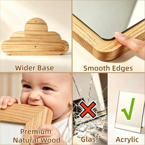 3-in-1 Montessori Baby Tummy Time Mirror with Adjustable Pull-Up Bar