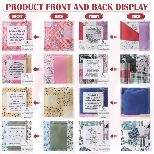 8 Pack Mini Prayer Quilts with Wooden Cross – Inspirational Gifts
