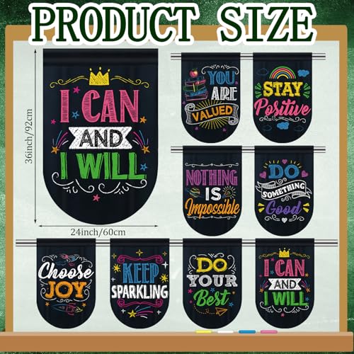 8 Pcs Motivational Classroom Curtains, Growth Mindset Window Panels 36x24