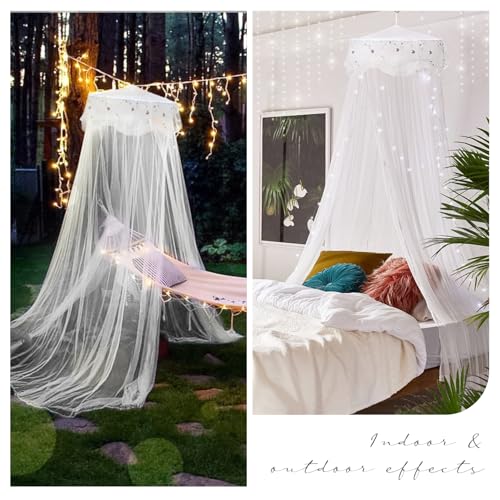 Princess Bed Canopy Net, Round Lace Dome Curtain for Single to King Beds