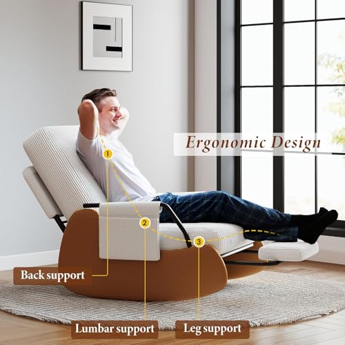 Modern Upholstered Glider Rocking Chair with Recline and Footrest