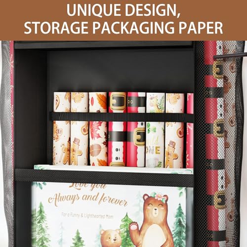Over Door Wrapping Paper Storage Organizer with Removable Drawer