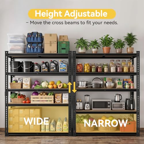 5-Tier Heavy Duty Garage Shelving 72-Inch Metal Storage Rack