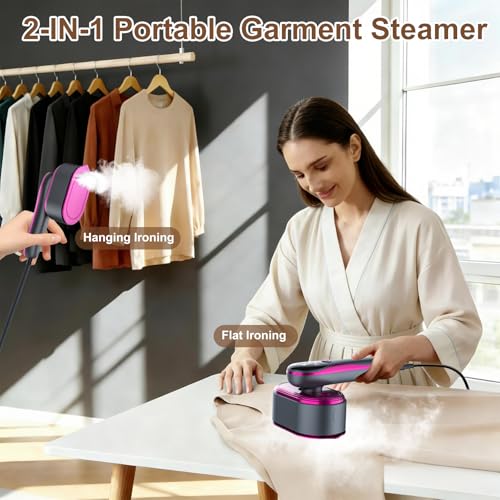 Portable 2-in-1 Travel Garment Steamer and Iron, 1200W Handheld Fabric Steamer