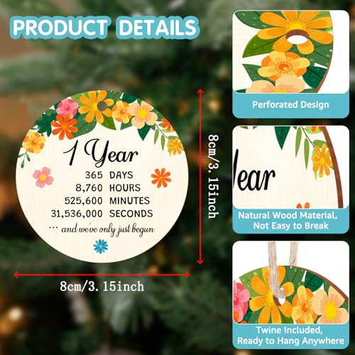 First Anniversary Wooden Ornament – 8cm x 8cm Hanging Christmas Couple Gift