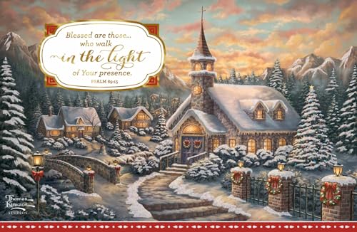 DaySpring Thomas Kinkade Christmas Greeting Cards Set, 18 Assorted Boxed Cards with Scripture & Glitter Accents