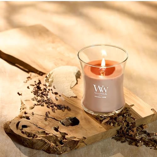 WoodWick Patchouli Cr?me Gifts for Women and Men, 9.7 oz Medium Hourglass Candle with Crackling Wick