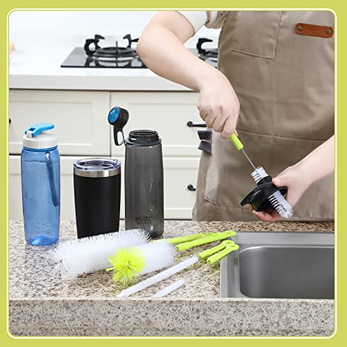 Long Handle Bottle Cleaning Brush Set - 5-Piece Water Bottle & Straw Cleaner