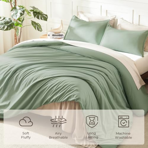 Sage Green King Comforter Set - 3 Piece Lightweight Down Alternative Bedding