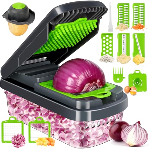 12-in-1 Vegetable Chopper with Container & 7 Blades for Meal Prep
