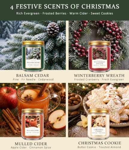 ECLAVIOS Holiday Christmas Scented Candle Gift Set - 4 Pack, Winter Scents