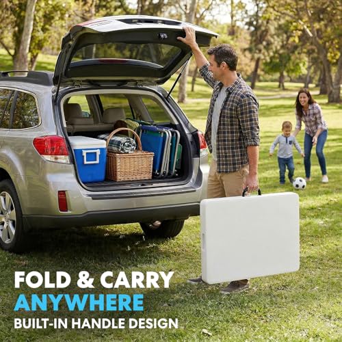 4ft Folding Utility Tables, 2-Pack Portable Indoor Outdoor Tables