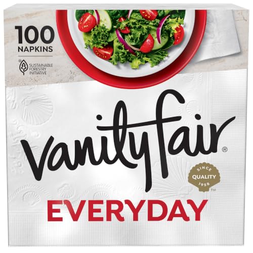 Disposable Paper Napkins - Vanity Fair Everyday 100 Count Pack, Cloth-Like 6.5x6.35 Inches