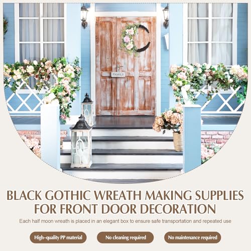 14 Inch Black Moon Wreath Base 3 Pack Faux Grapevine Crescent Forms