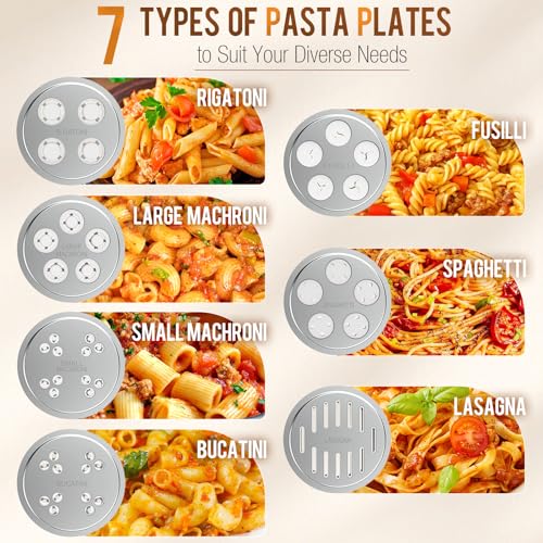 Pasta Press Attachment with 7 Interchangeable Plates for Stand Mixers