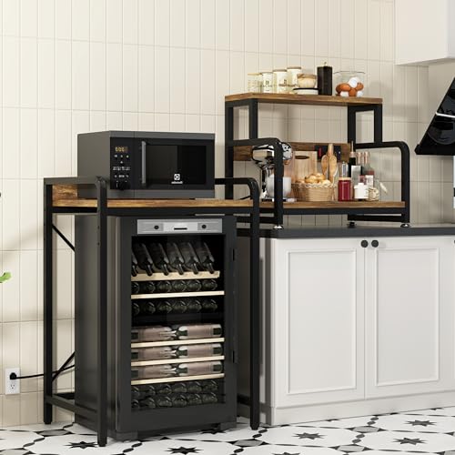 DKFNCL 4-Tier Mini Fridge & Microwave Stand with Power Outlet, Adjustable Storage
