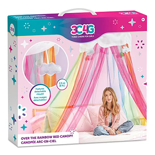 Rainbow Bed Canopy for Girls - Tulle Hanging Net for Beds & Reading Corners