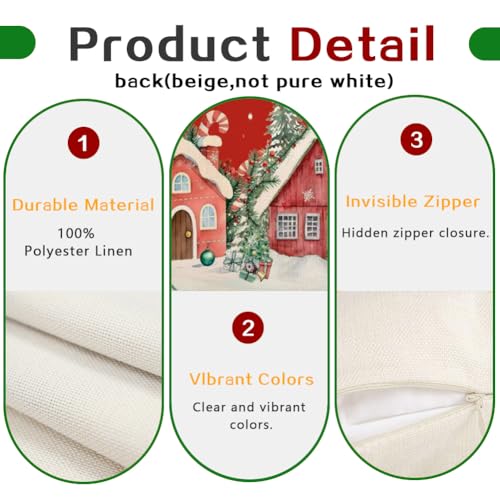 RABUSOFA 12x20 Christmas Pillow Cover Wonderland Forest House Red - Pack of 1