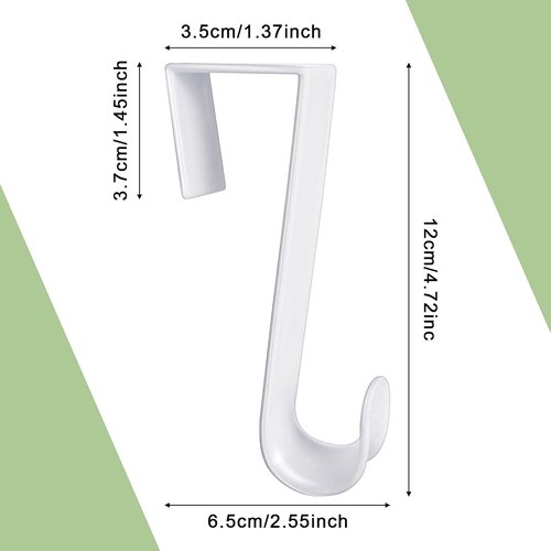 Jetec Over The Door Clothes Hooks - 8 Pcs White Hanging Hanger Set for Home & Kitchen | 4.72 Inch Long