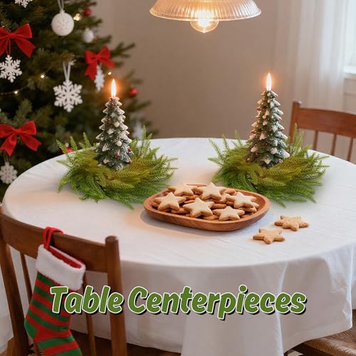 Norfolk Pine Candle Rings - 11.8 Inch Artificial Christmas Wreaths, 2 Pack