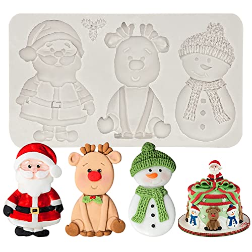 G-49 Christmas Fondant Mold Set — Santa, Reindeer & Snowman Silicone Molds