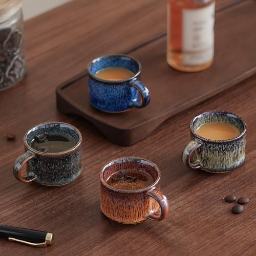 RISTEASO Fluid Blue Ceramic Espresso Cups Set of 2, 2oz Demitasse Coffee Mugs