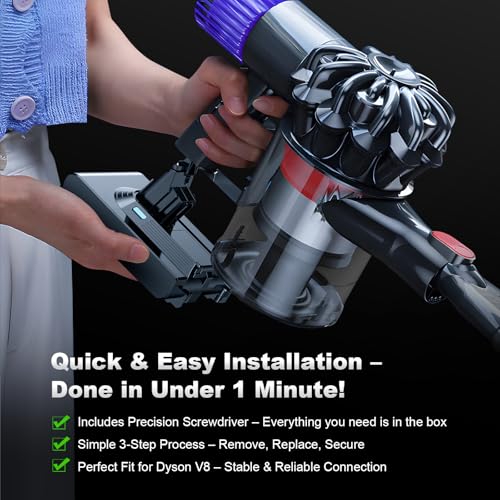 10000mAh 21.6V Replacement Battery for V8 Vacuum with Quick-Swap Clip