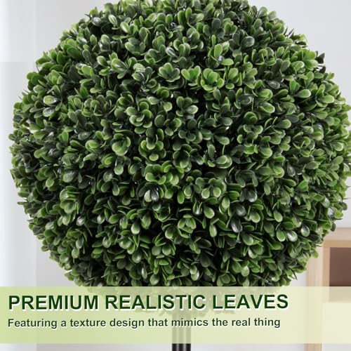 3ft UV-Resistant Artificial Triple Ball Boxwood Topiary Trees, Set of 2