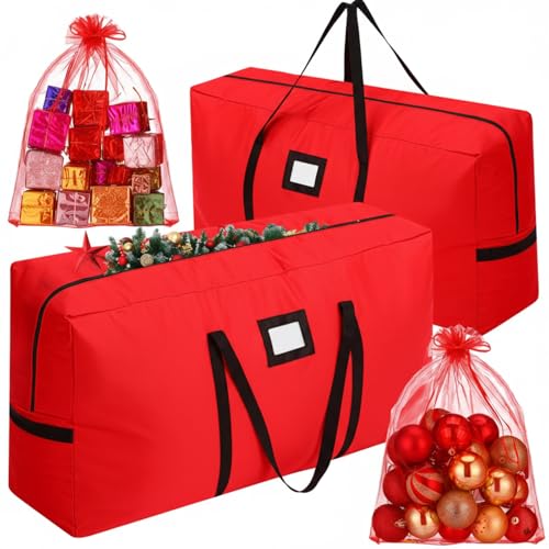 Shinylin 2-Pack Christmas Tree Storage Bags with Handles & Zippers, 2 Containers for Holiday Decor