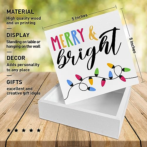 RJYMK A10 Christmas Wooden Table Sign Holiday Decor 5x5 Inches