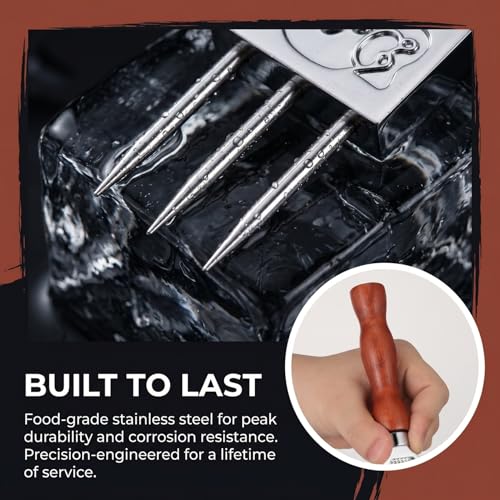 Stainless Steel Ice Pick with Wooden Handle - Bar & Kitchen Ice Breaker Tool