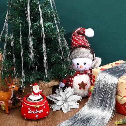 6000 Strands Silver Christmas Tinsel Icicles - 19.7" Metallic Foil Decor