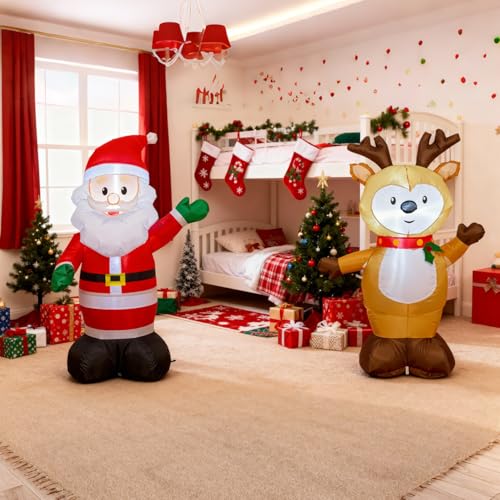 TYBEEU 4ft Inflatable Reindeer with LED Lights, Auto Blow Up Christmas Decor
