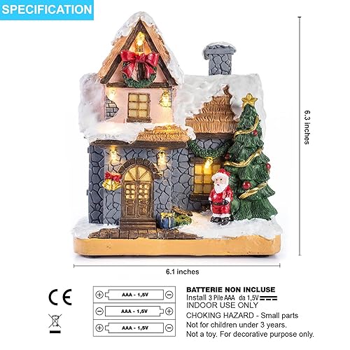 Innodept12 6-Inch Resin Christmas Village Houses Set with LED Lights