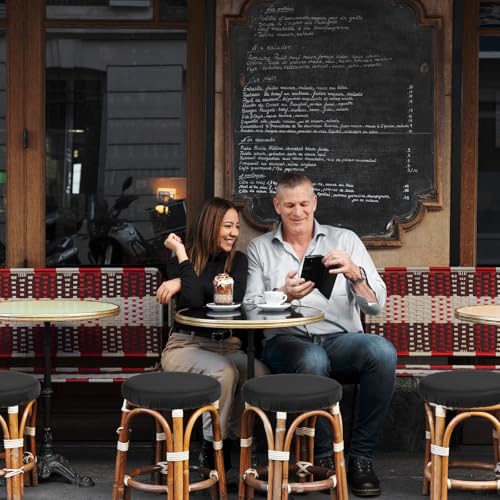 Round Bar Stool Covers - 2 Pcs Black High Elastic Slipcovers for 11-14 in Stools