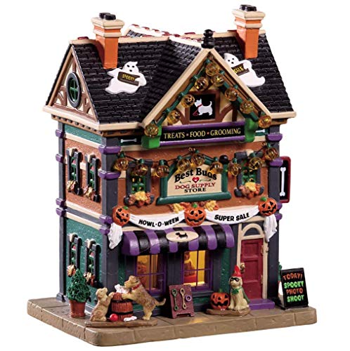Lighted Best Buds Dog Supply Store Village Building with LED Cord