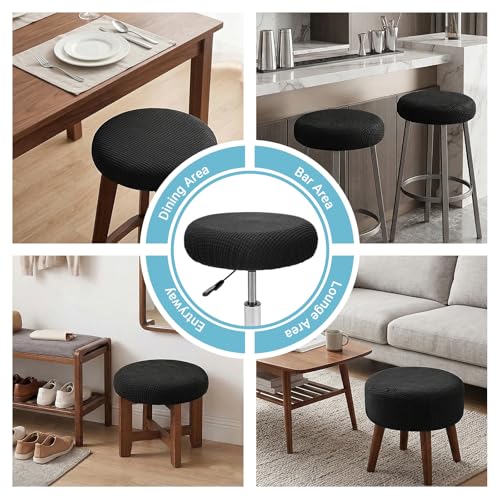 Round Bar Stool Covers - 2 Pack, Elastic Polyester, 11-14 Inch