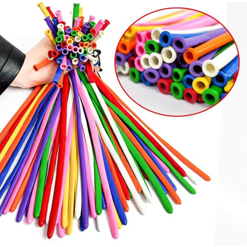 ASIYUHY 260 Long Twisting Animal Balloons 100-Pack Assorted Color Latex Modeling Magic Balloons for Party Decor