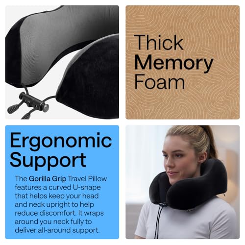 Ergonomic Memory Foam Travel Neck Pillow with Washable Cover