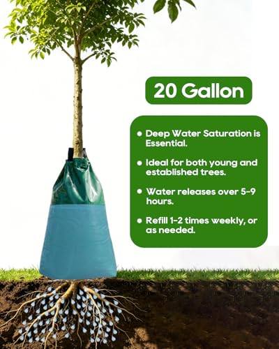 2-Pack 20 Gallon Slow Release Tree Watering Bags, Heavy Duty PVC Drip System