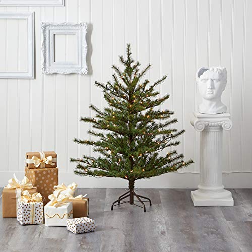 Nearly Natural 4ft Pre-Lit Artificial Christmas Tree with 100 Lights